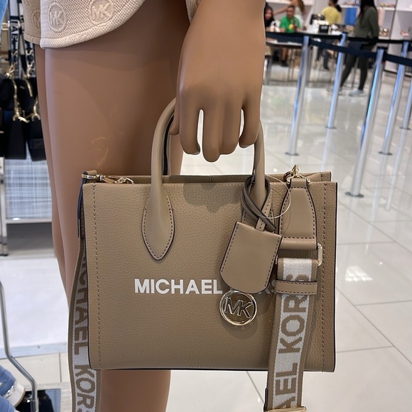 Michael Kors Mirella Small Pebbled Leather Shopper Top Zip Crossbody XBODY Tote - Picture 12 of 16